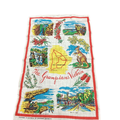 NWOT Vintage Linen Souvenir Tea Towel The Grampions Victoria