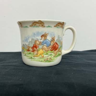 Royal Doulton Bunnykins Bone China Cricket & Wheelbarrow Race Mug