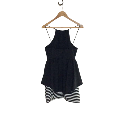 Ava  Womens  Size 12 Halter Neck Dress Black  / Striped / White 