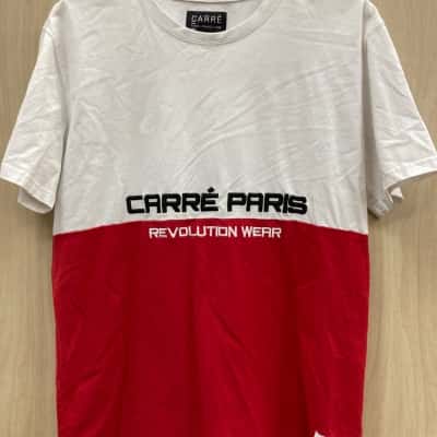 Carré Mens  (10) Size L Short Sleeve T Shirt Red / White 