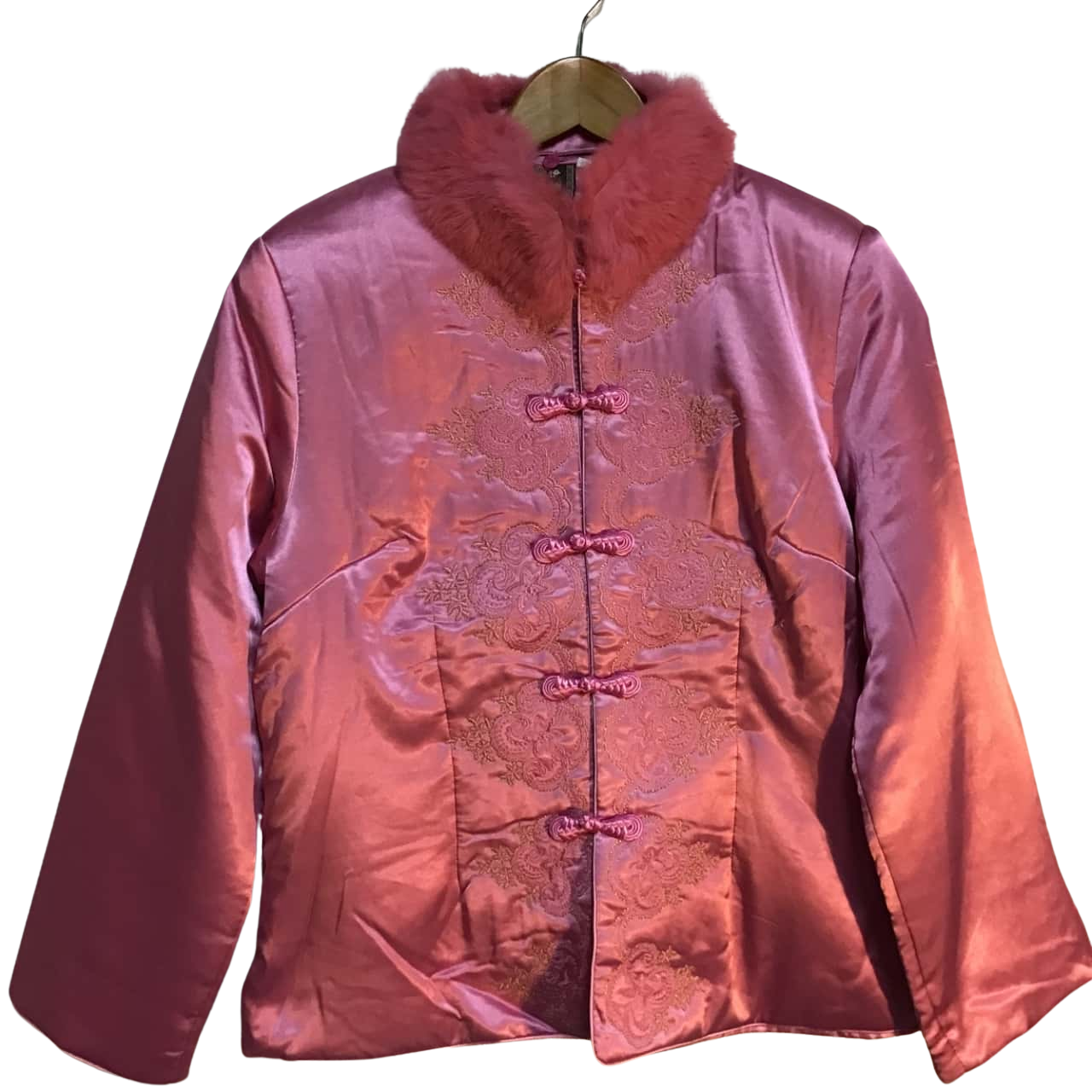 Womens Size XL Button Up Pink Satin Jacket (s)