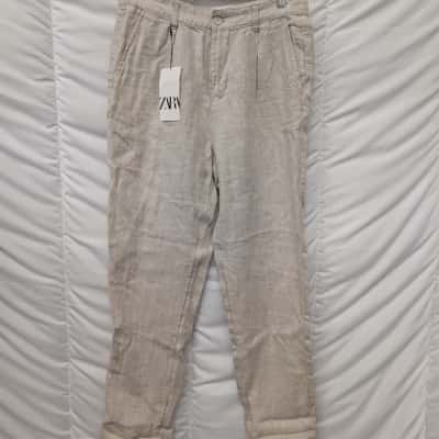 Zara Mens Beige Linen Pants - Size 30