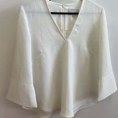 Veronika Maine Womens  Size 12 3/4 Sleeve Top Off White 