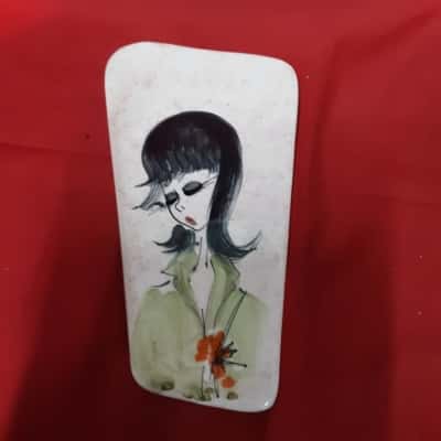 Vintage 1960s Italian ceramic hand painted plaque vase 
