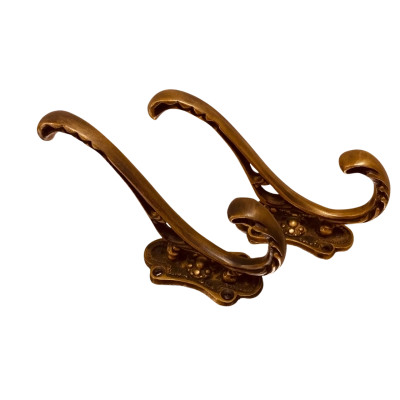 2 x Coat Hooks, bronze-finished, vintage-look.
