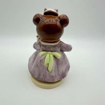 Sankyo Japan "Violet" Ceramic Bear Music Box
