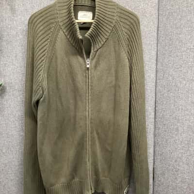 Jag Mens knit zip up jacket retro  Size XXL Khaki 