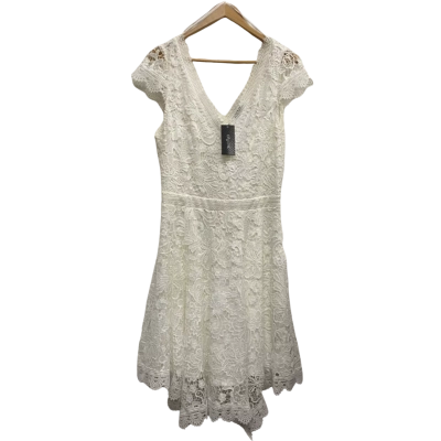 City Chic Women’s Ivory Midi Lace Dress Size XS
