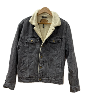 Thrills Unisex Denim Jacket Size S Grey Lined with Sherpa