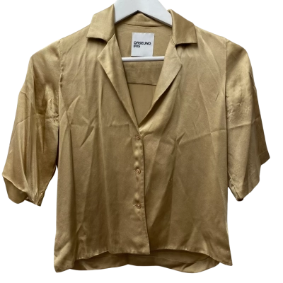  Womens Orseund Iris Size XS Button Up Top Gold - 100% Silk