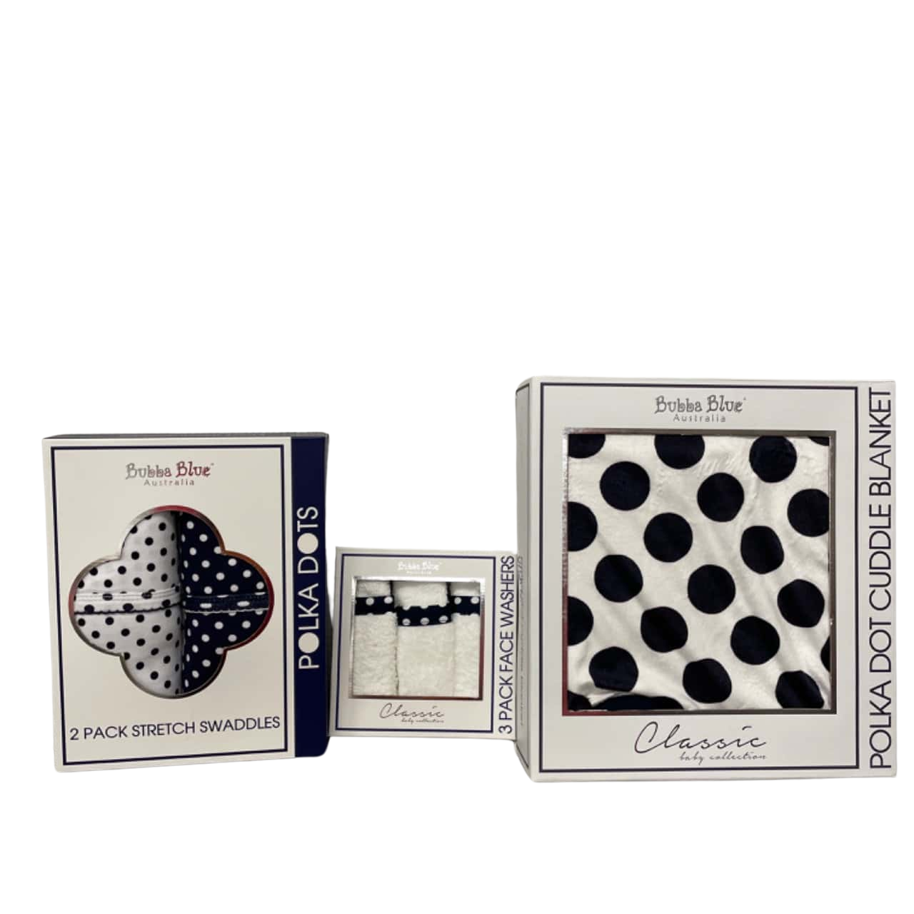 Bubba Blue Australia Swaddles,Blankets & Face Washers Navy Blue / Polka