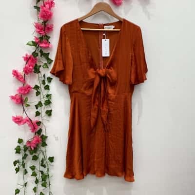 Billy J Womens Luna Mini Dress Size 16 Rust
