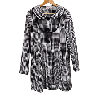 Review Black/White Checked Houndstooth Pattern Coat Size 12