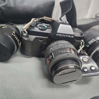 Ultimate 1985 Vintage PENTAX P30 35-70 Zoom SLR Black Film Camera Kit with Pentax 35.70 Lens, Tamron Macro Lens, Tamron Adaptall 2 Japan Made (3 Lenses Total) & Padded Focal Carry Case in Working Condition with Lens Bags Included