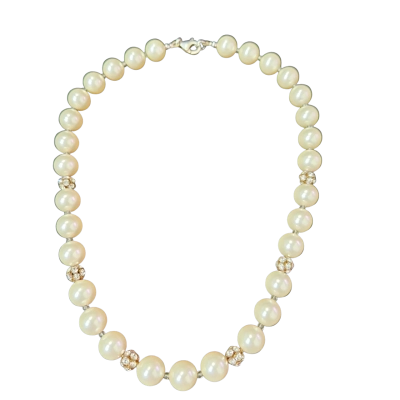  Womens Faux Pearl with Swarovski elements Necklace With 925 silver clasp