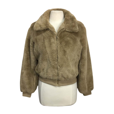  & me Womens  Size 10 Collared Zip Up Faux Fur Jacket 