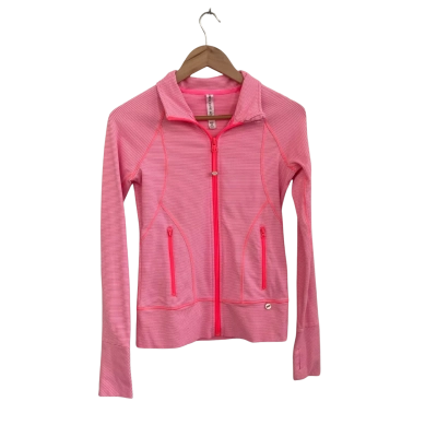 Lorna Jane Womens  Size XS Performance Jacket Pink  / Striped / White 