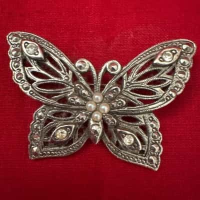 Vintage Avon Marcasite Butterfly Brooch 