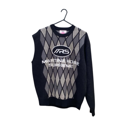 Mens Martine Rose Supreme Size L Asymmetrical Jumper Black  / Grey / Pattern / White 