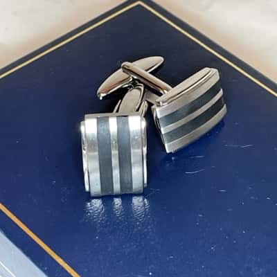 Mens Cufflinks Stainless Steel/Black