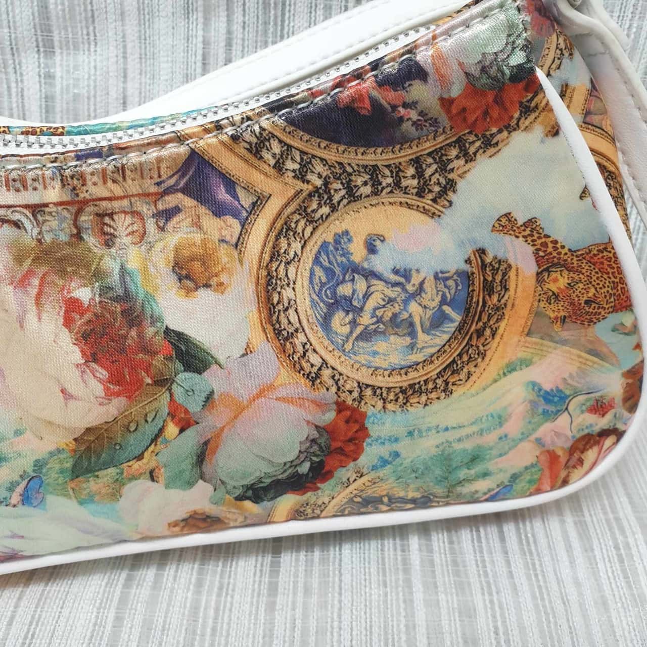Asos Design Elongated 90s Shoulder Bag with Renaissance Print