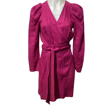 Country Road Womens  Size 8 Fushia linen wrap dress