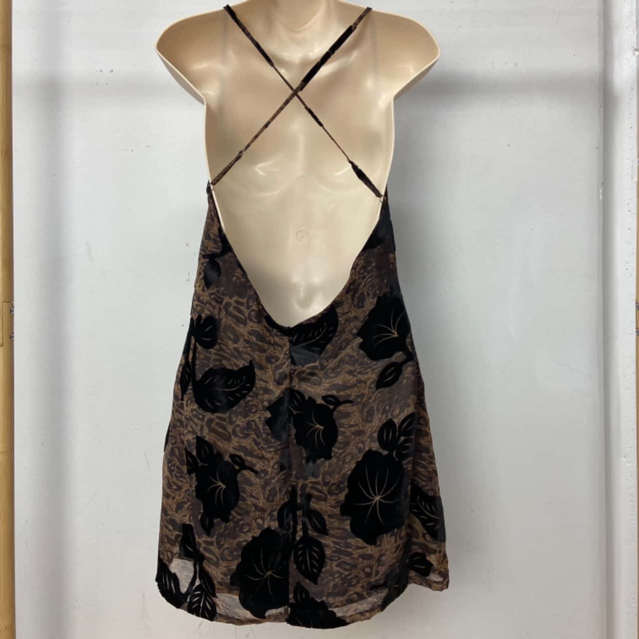 Tiger Mist Womens Size XS Mini Dress Black / Brown / Floral (s)