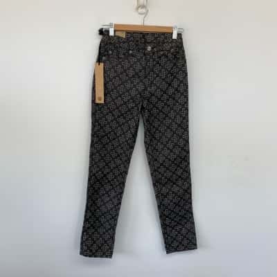 Ksubi Black Pin Monogram SLim Leg Mid Rise Ankle Grazing Jeans  Size 23 