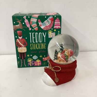 Dusk Teddy Bear Stocking Snow Globe