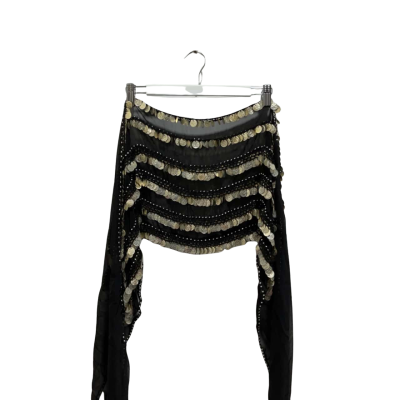 Belly Dancing Hip Scarf Black & Silver 