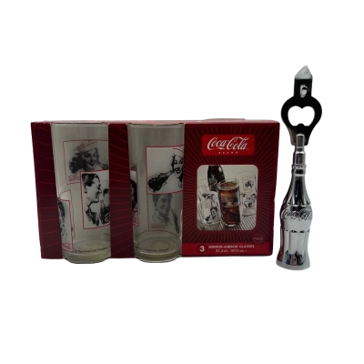 Coca Cola Glass Set and Bottle Opener