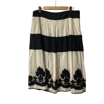 Liz Jordan Womens  Size 14 A-Line Skirt Black  / Cream F
