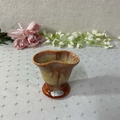 Art Deco Style Brown /Yellow Pattern Pottery Vase