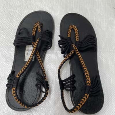 Bokyna Womens sandals size 40 black nylon rope