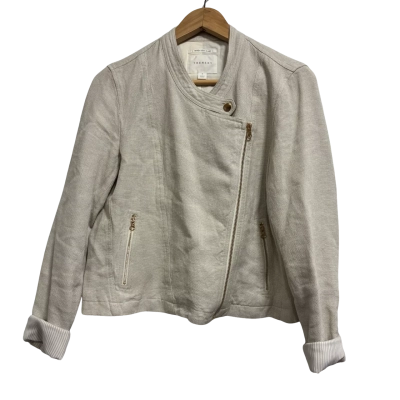 Trenery Women’s Size 8 French Linen Beige Biker Style Jacket