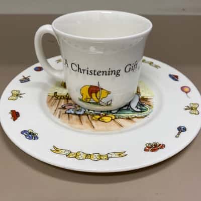 Winnie The Pooh 2 Piece A Christening Gift Plate and Cup Set By Royal Doulton