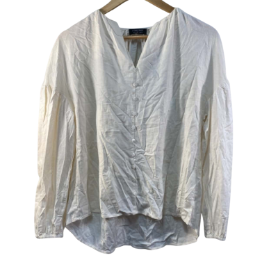 Forcast Womens  Size 4 Long Sleeve Shirt Cream 