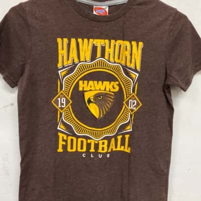 Hawthorn AFL Kids  Size 8 T-Shirt Brown / Yellow 