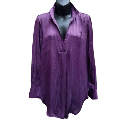 New With Tags WITCHERY Royal Purple Gather Front Long Sleeve Shirt Tunic in Size 12 Orrp $99.95