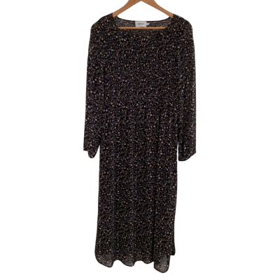 Piper Womens  Size 8 Long Sleeve Dress / Maxi Dress / Midi Dress Black  / Floral 