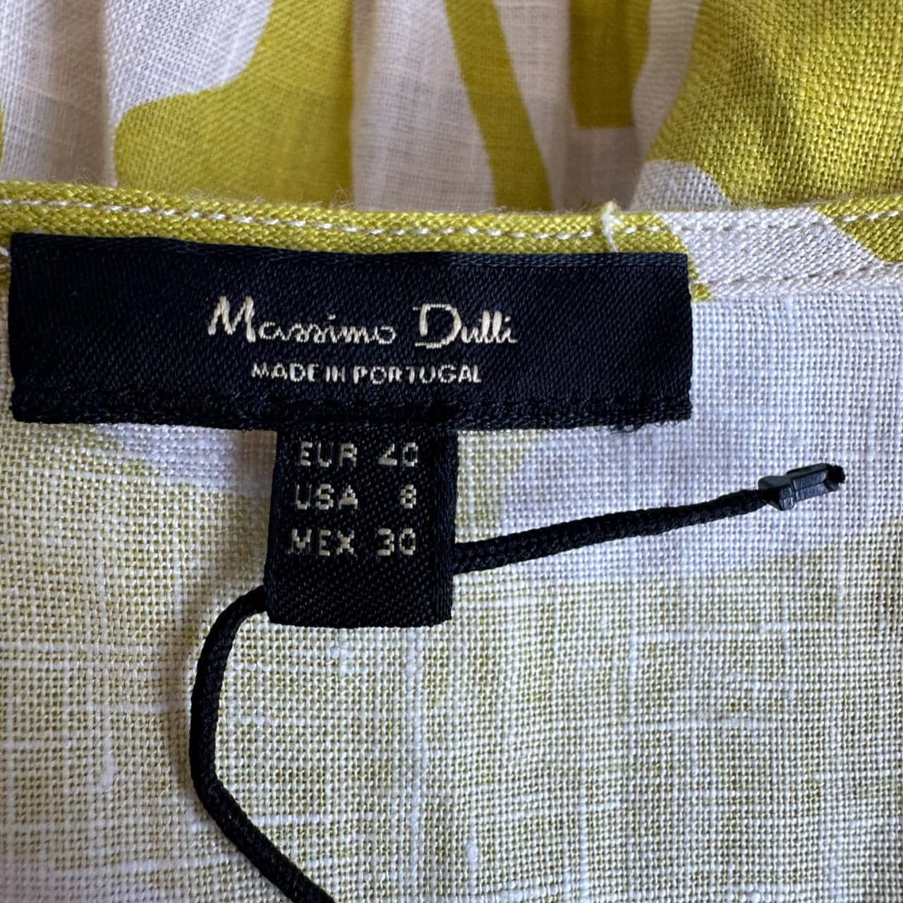 Massimo Dutti Women's Size AUS 10 Linen Short Sleeved Wrap Mini Dress Green  & White (s) - Used Very Good | Salvos Stores