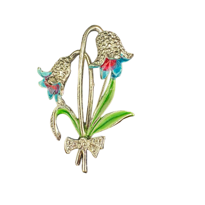  Womens  Silver tone Floral Brooch with White Stones