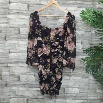 Boohoo Womens  Size 10 Mini Dress Black  / Floral / Other 