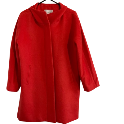 Perri Cutten Womens  Size L 100% Wool Winter Coat Orange 