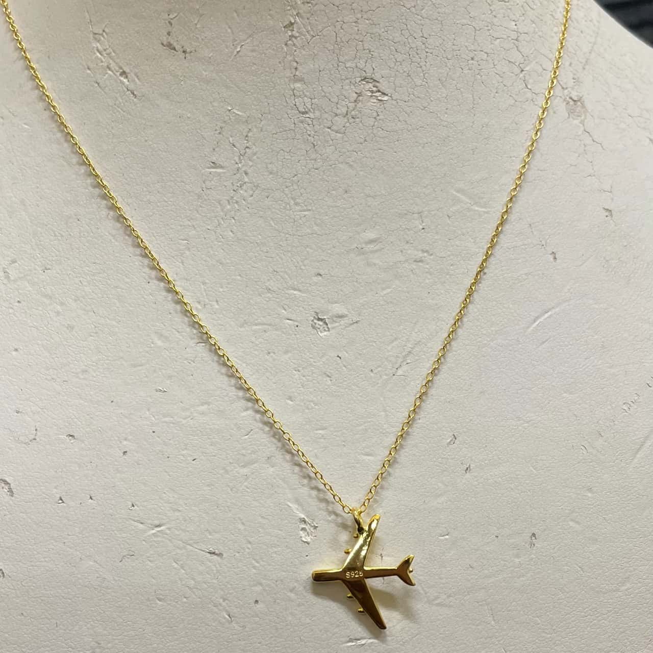 Women's Sterling Silver 18K Gold plated Chain with a Pendent (Air-plane ...