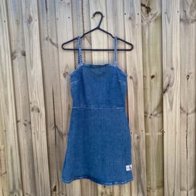 Womens Calvin Klein Jeans Size 10 Denim Mini Dress Blue 