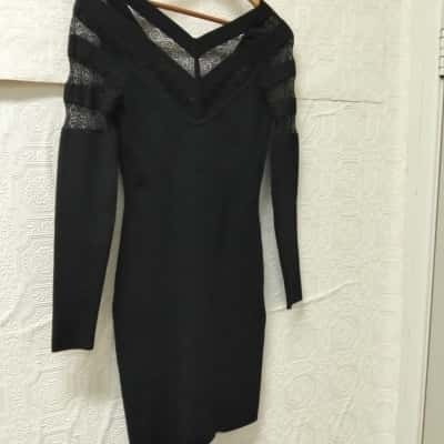 Karen Millen Womens  Size 2 Black Long Sleeve Dress VGUC 