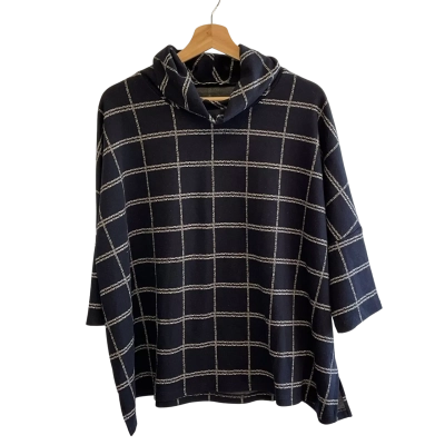 “Sportscraft” Womens  Size L / XL Navy Blue / White 3/4 top