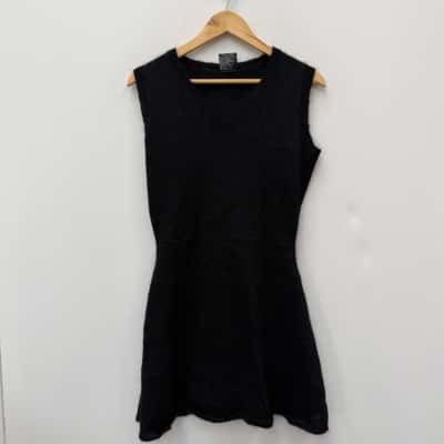 David Jones Mohair Blend Black Mini Dress - Size L 