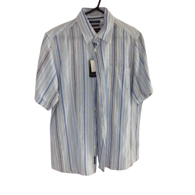 Blazer Mens  Size L Short Sleeve Shirt Blue / Cream / Striped / White 